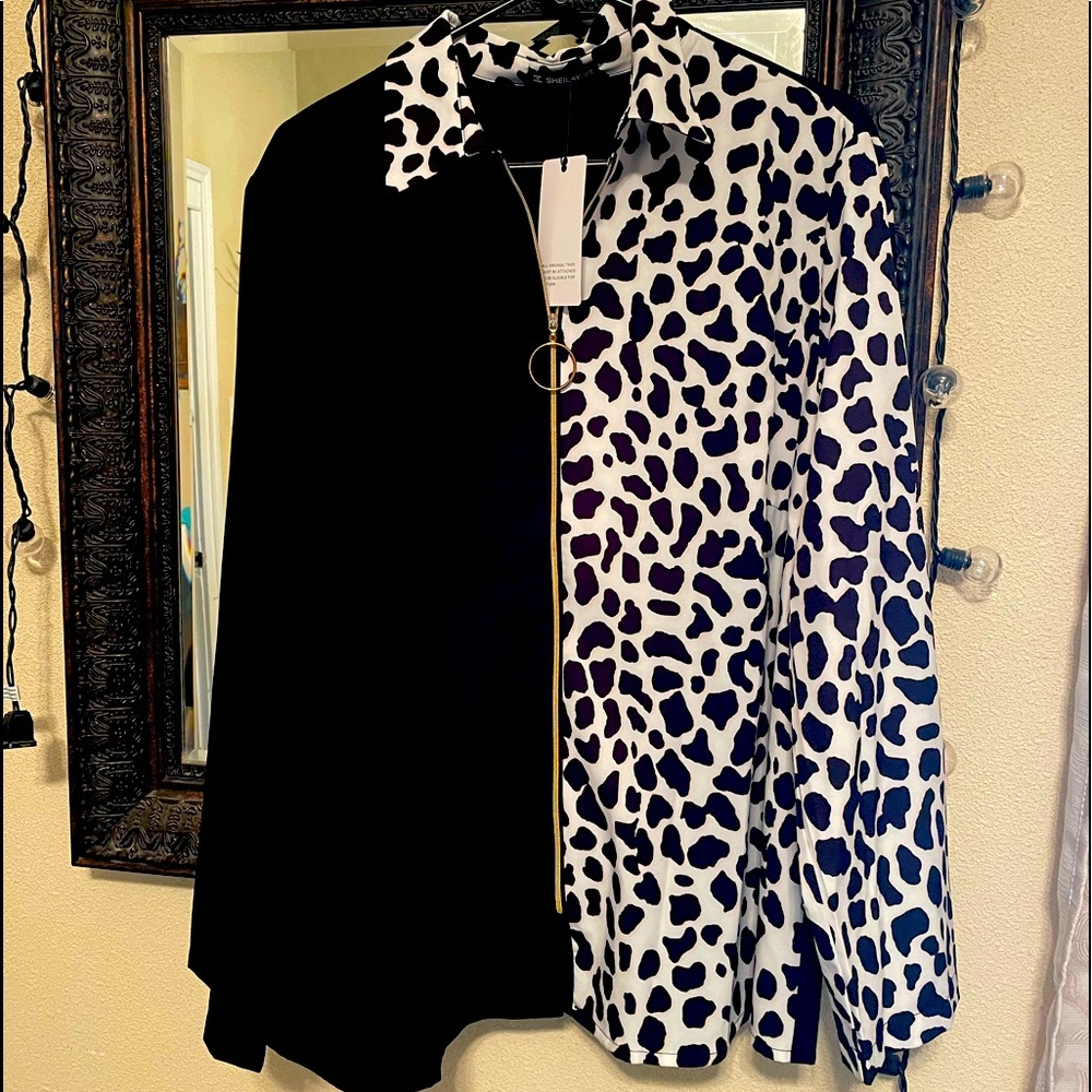 Blouse black / white